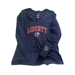 Navy Liberty University Long Sleeve Tee WITH Mug Cup